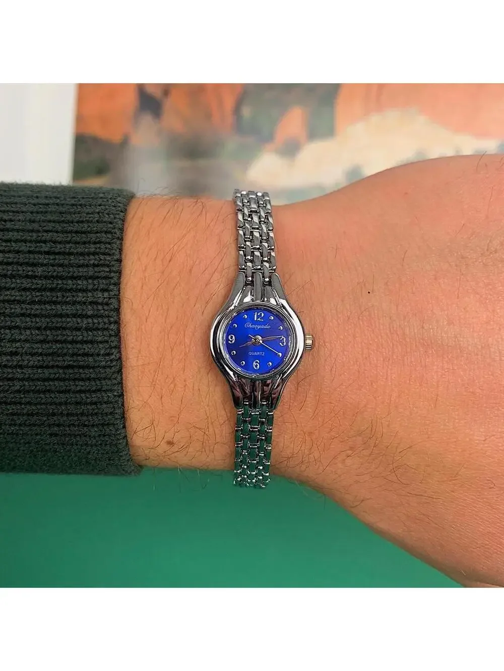 Y2K Minimalist Silver Blue Dainty Stainless Steel Watch 8.5 Inch Unisex